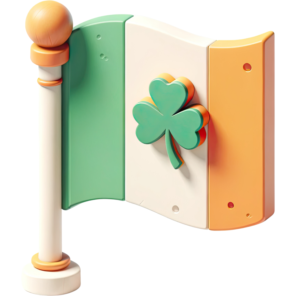 AI generated 3D Ireland flag St. Patrick's Day cute. png