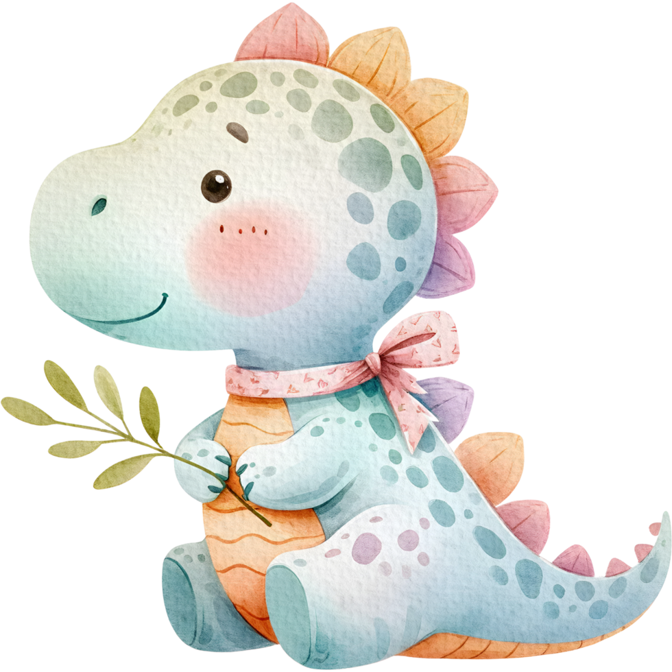 ai gerado dinossauro fofa personagem aguarela png