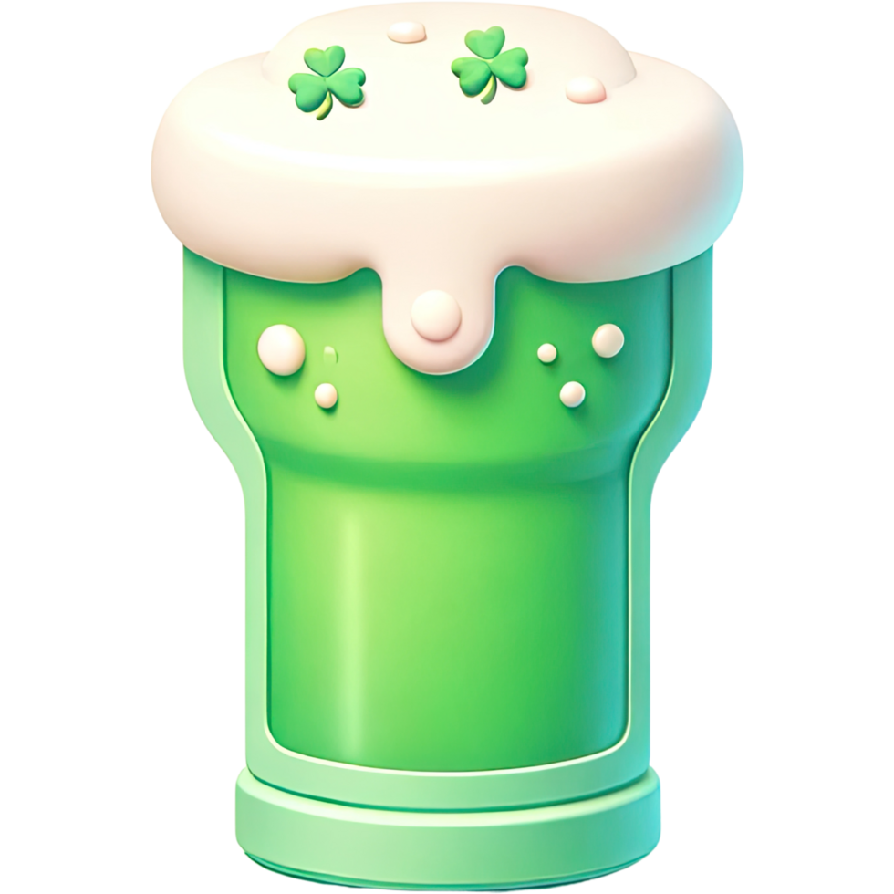 AI generated 3D Green beer pint cute. png