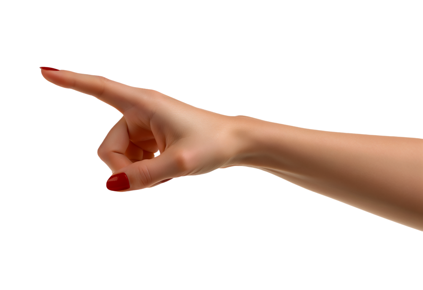 AI generated hand pointing at something on a transparent background png