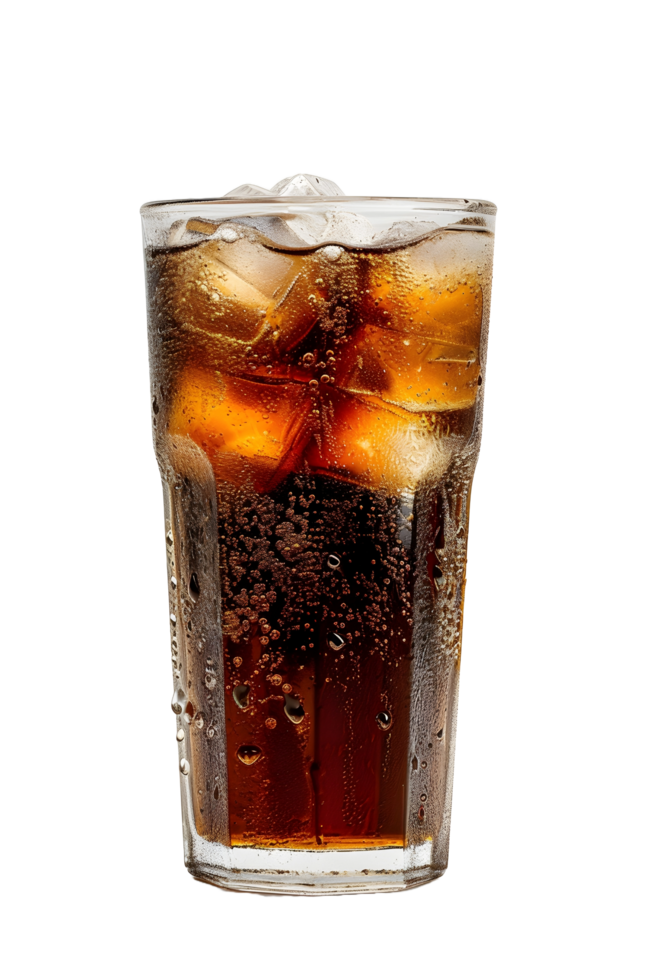 AI generated a glass of cola with ice on a transparent background png