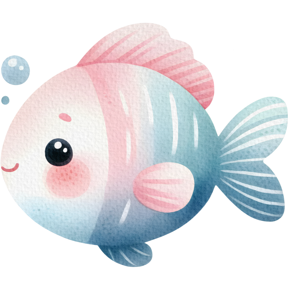 AI generated Fish cute character watercolor png