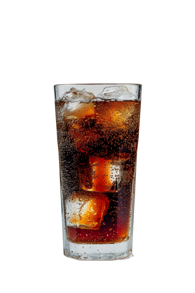 ai généré une verre de Cola avec la glace sur une transparent Contexte png