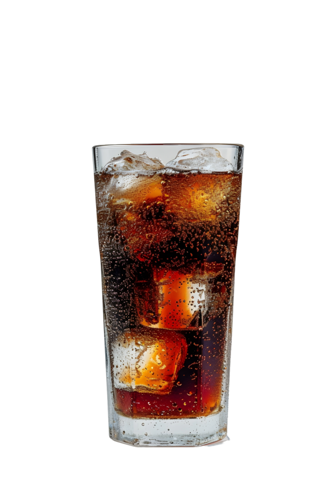 ai gegenereerd een glas van cola met ijs Aan een transparant achtergrond png