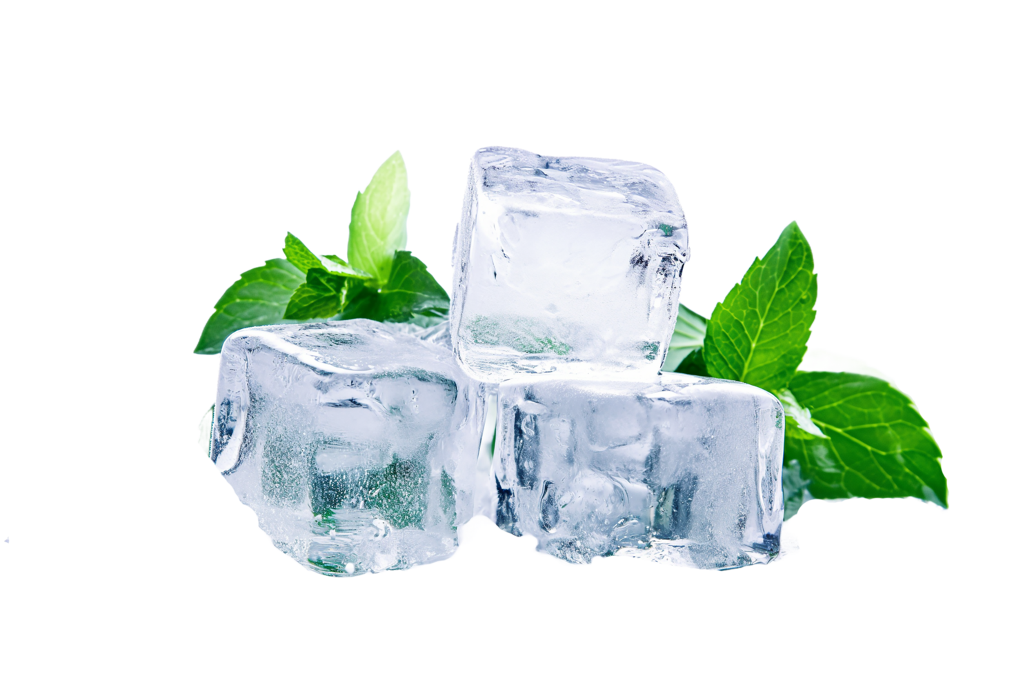 ai généré la glace cubes avec menthe feuilles sur Haut png