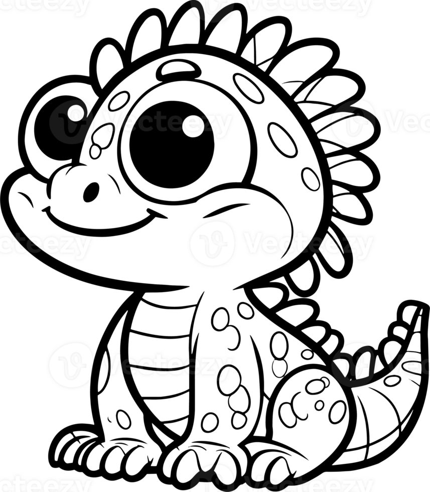 iguana cartoon character line doodle black and white coloring page png