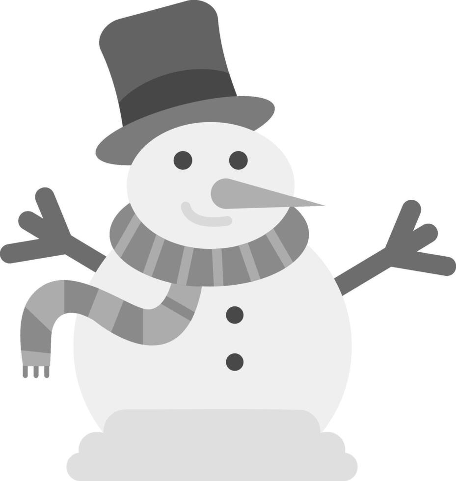 monigote de nieve gris escala icono vector