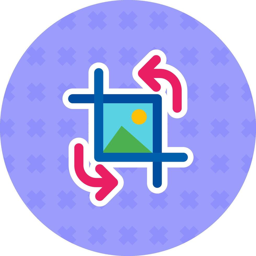 Crop and rotate Flat Sticker Icon vector