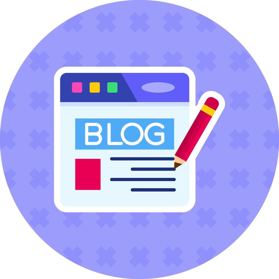 Blog Flat Sticker Icon vector