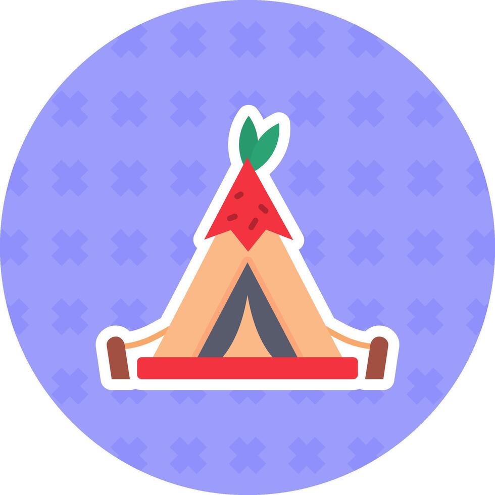 Tent Flat Sticker Icon vector