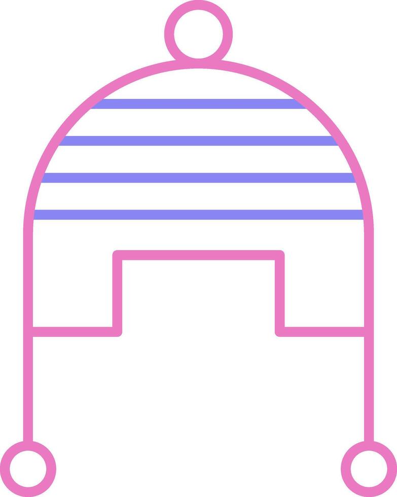 Winter Cap Linear Two Colour Icon vector
