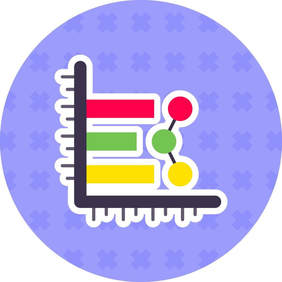 Bar chart Flat Sticker Icon vector