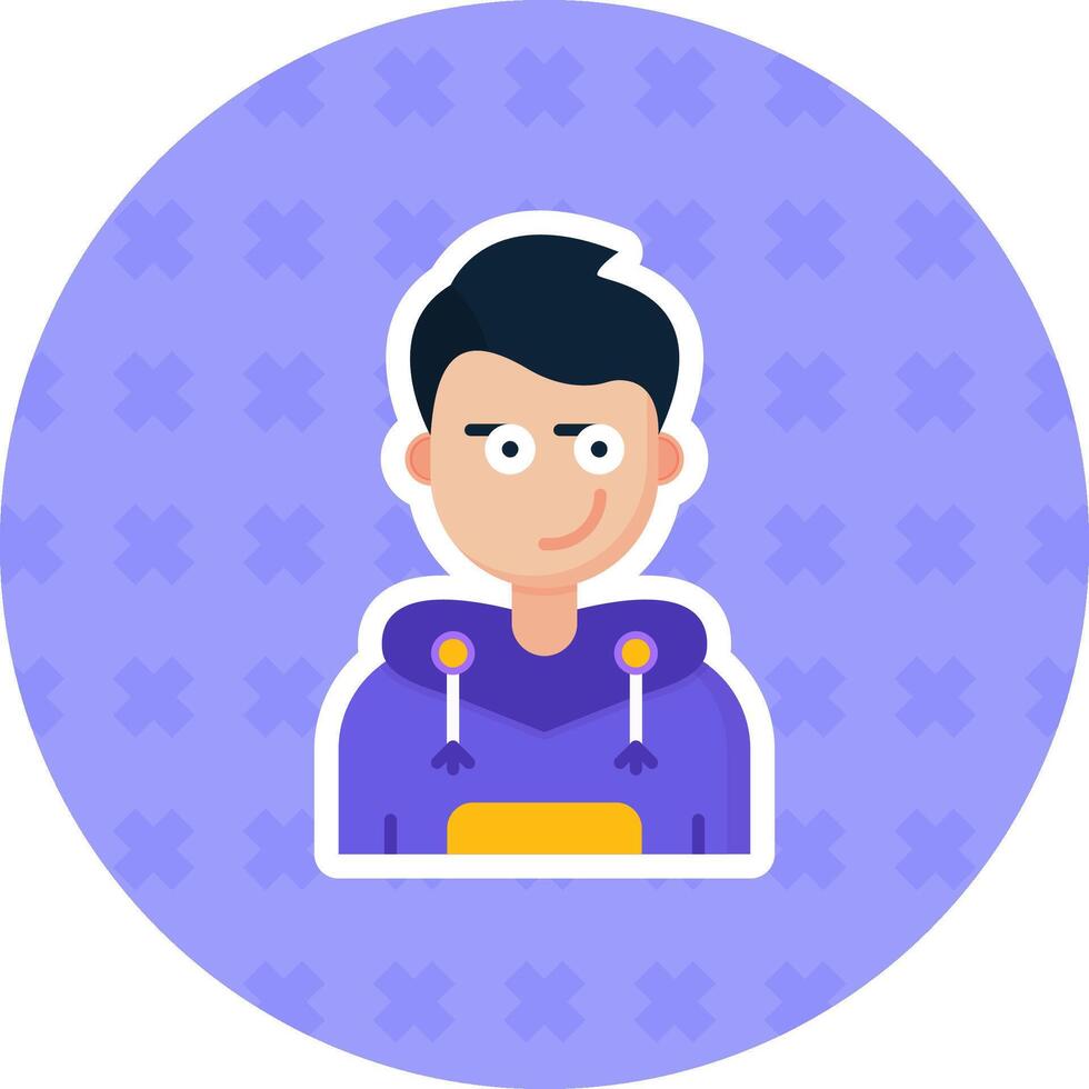 Smirking Flat Sticker Icon vector