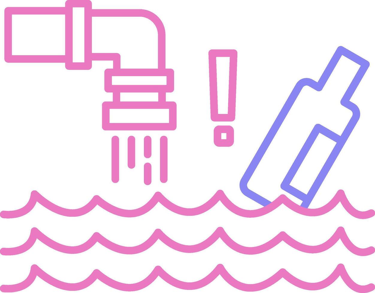 Water Pollution Linear Two Colour Icon vector