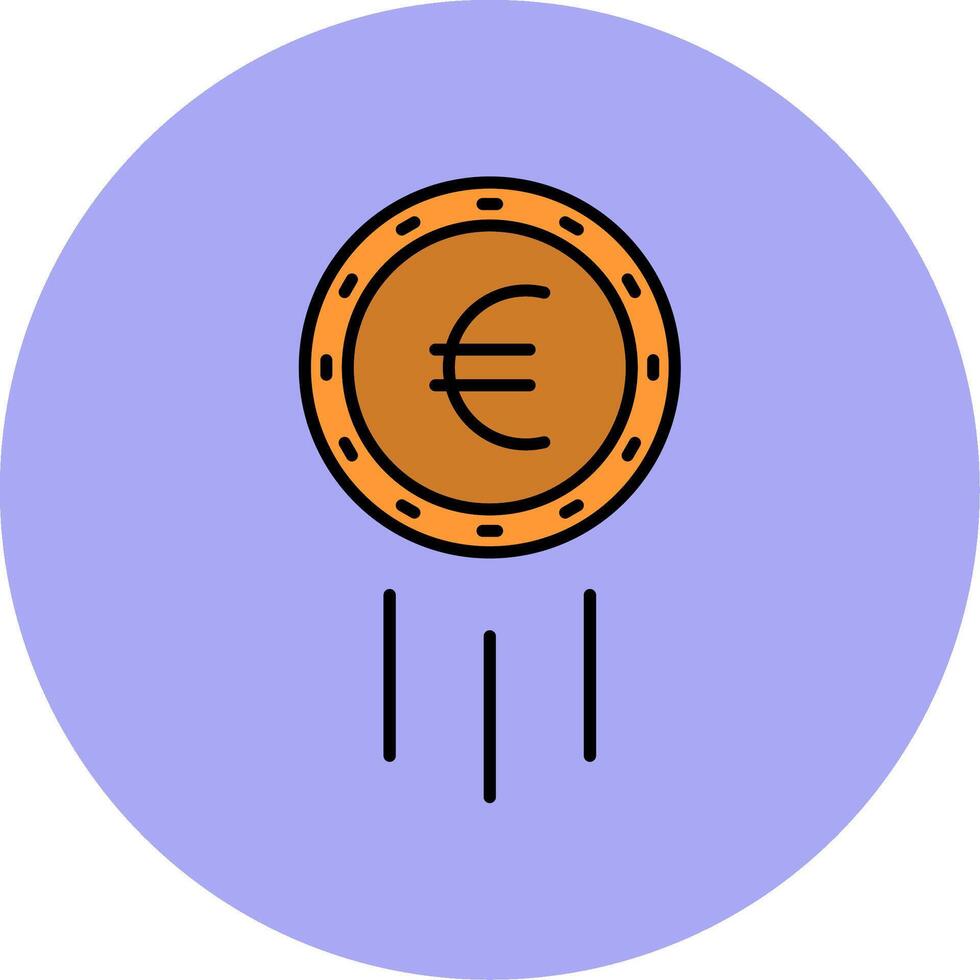 Euro Sign Line Filled multicolour Circle Icon vector