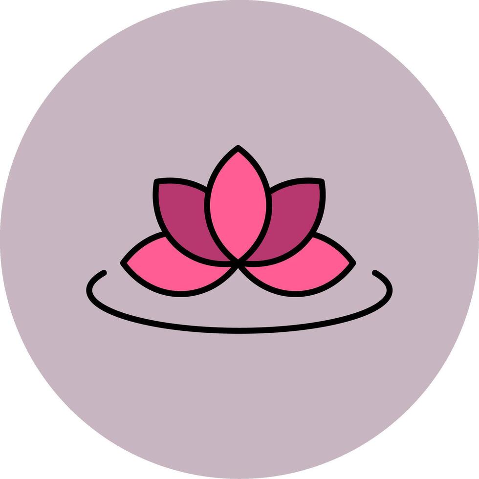 Lotus Line Filled multicolour Circle Icon vector