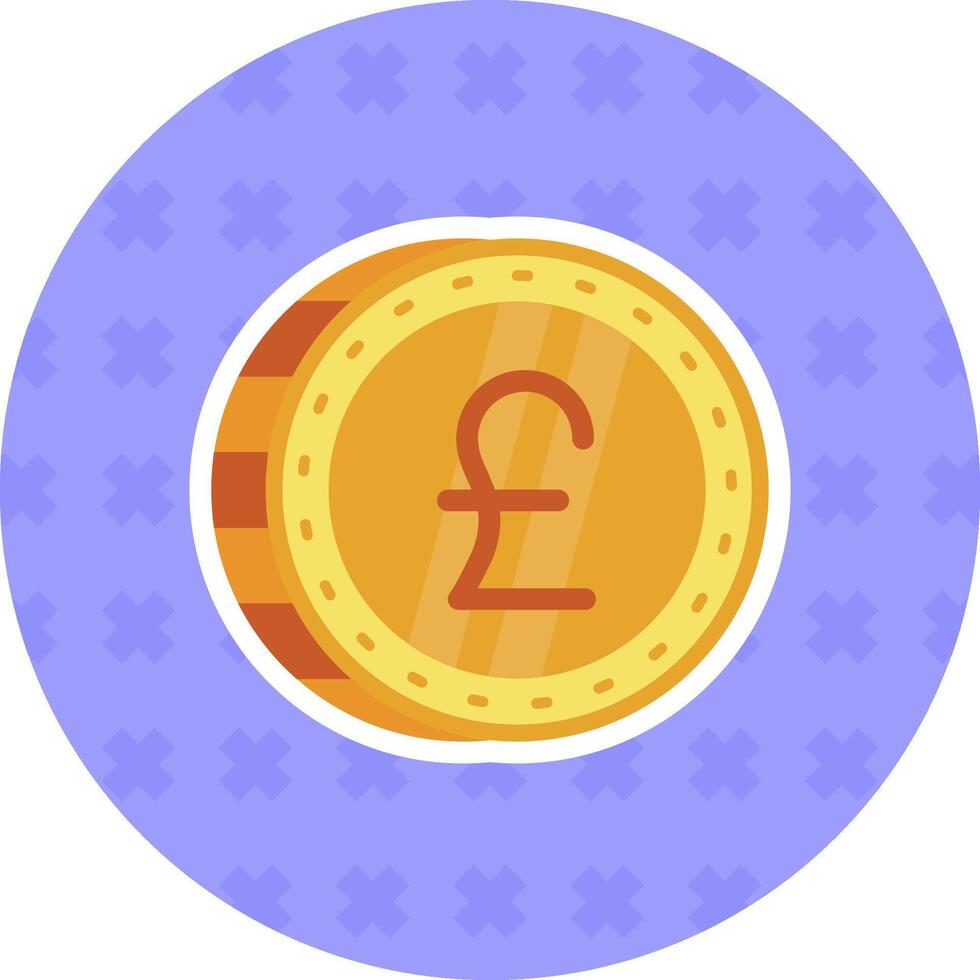 Pound Flat Sticker Icon vector
