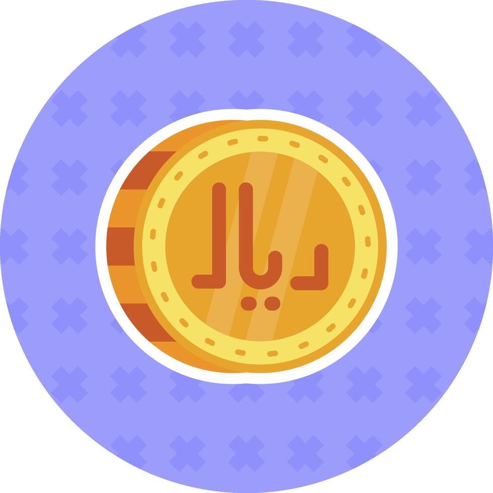 Riyal Flat Sticker Icon vector
