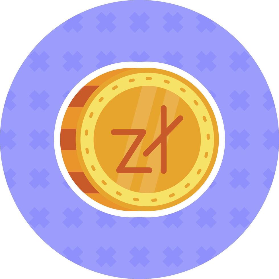 Zloty Flat Sticker Icon vector