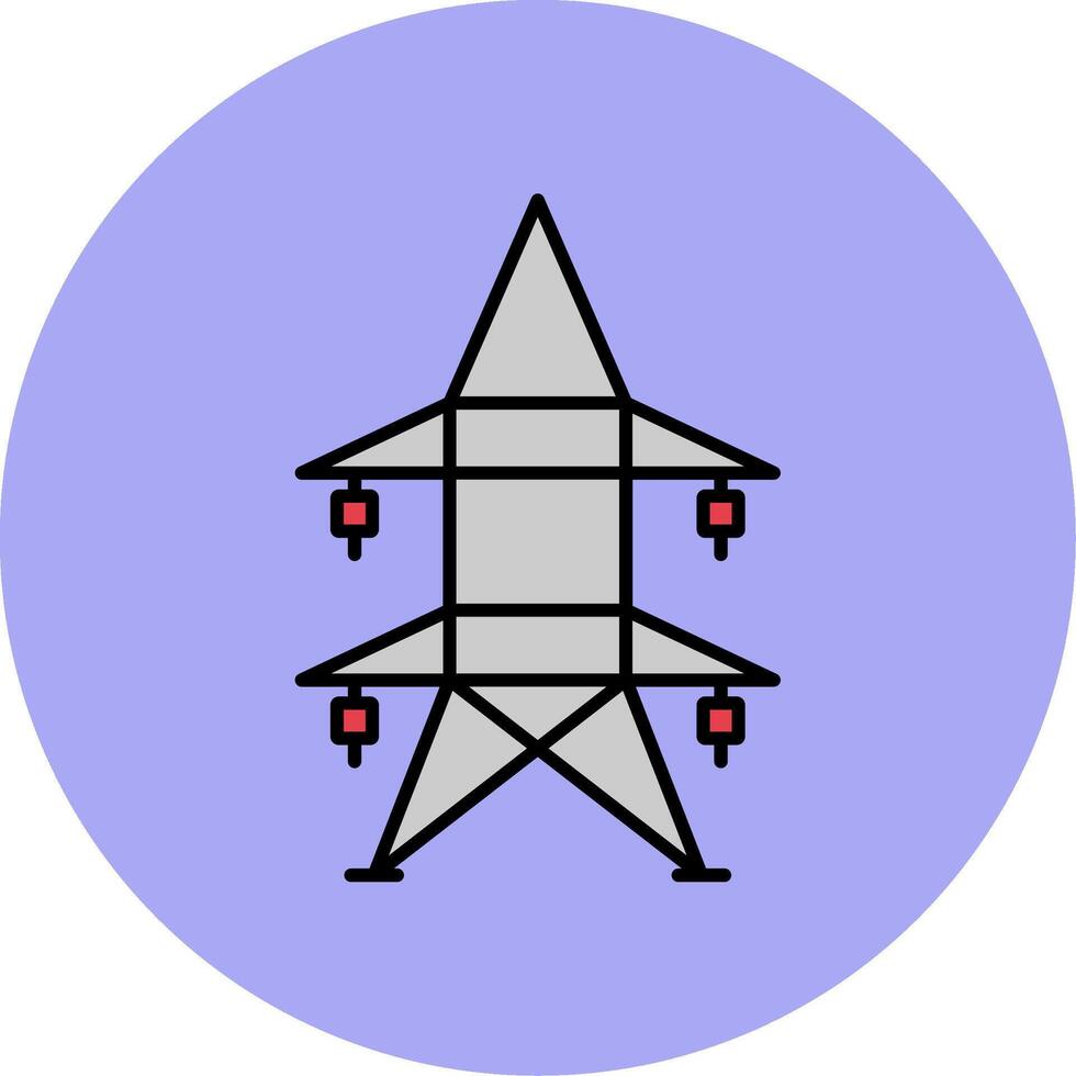 eléctrico torre línea lleno multicolor circulo icono vector