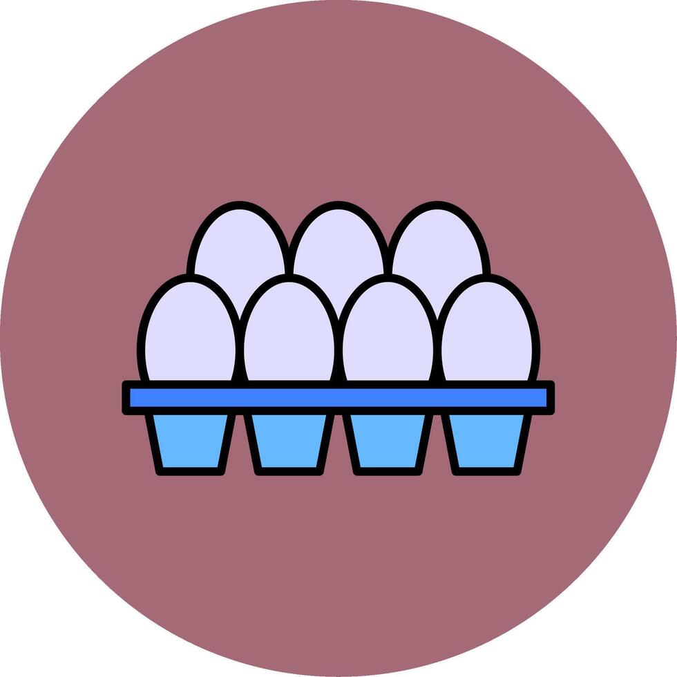 Egg Tray Line Filled multicolour Circle Icon vector