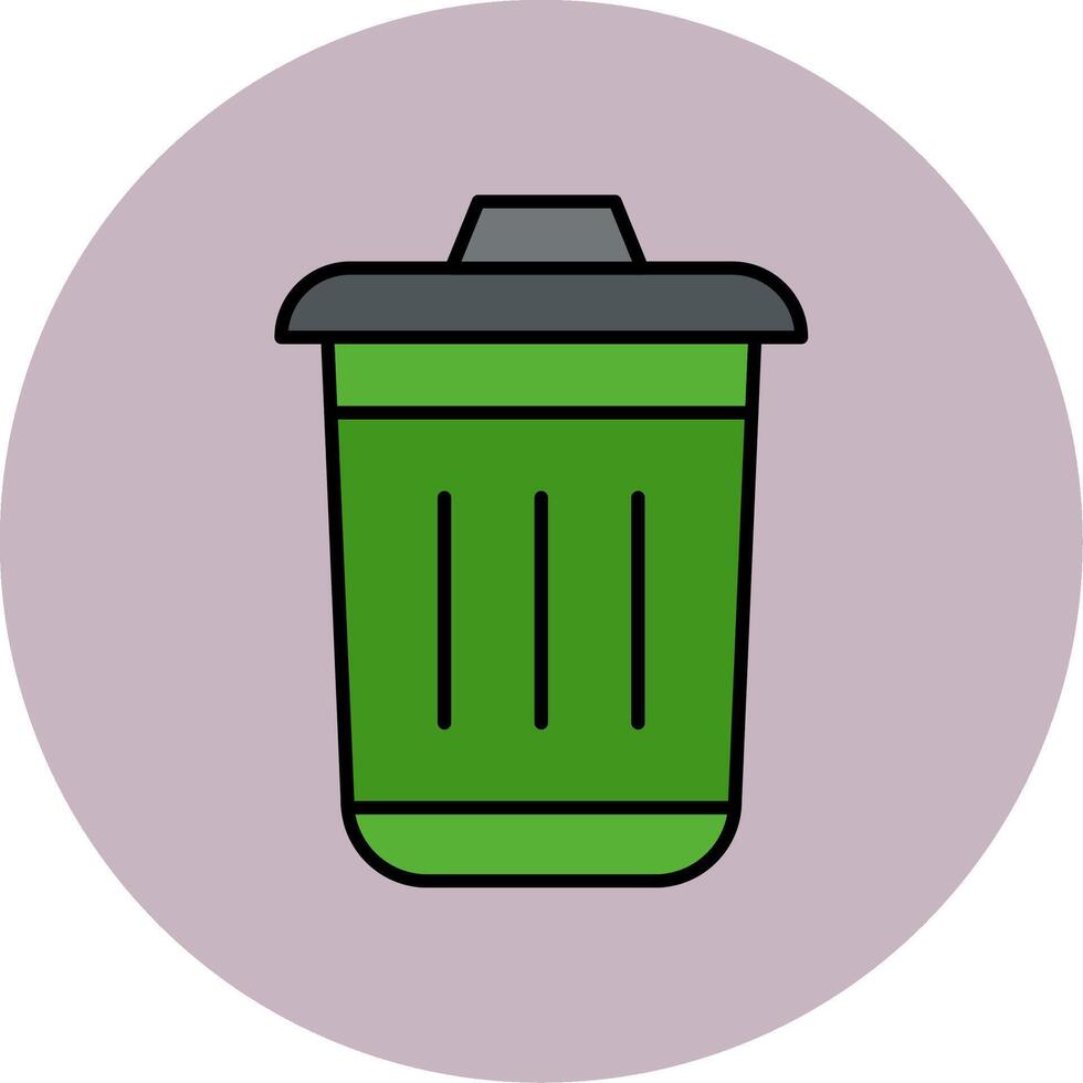 Dustbin Line Filled multicolour Circle Icon vector