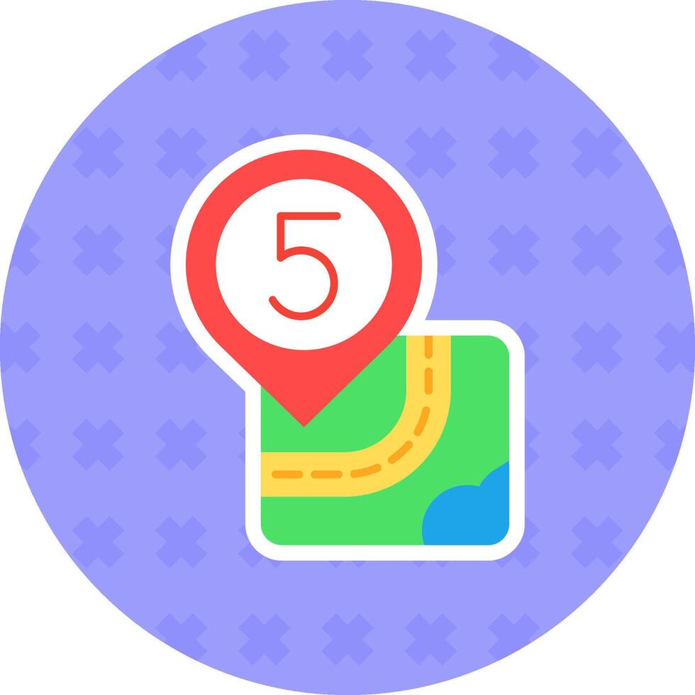 Five Flat Sticker Icon vector