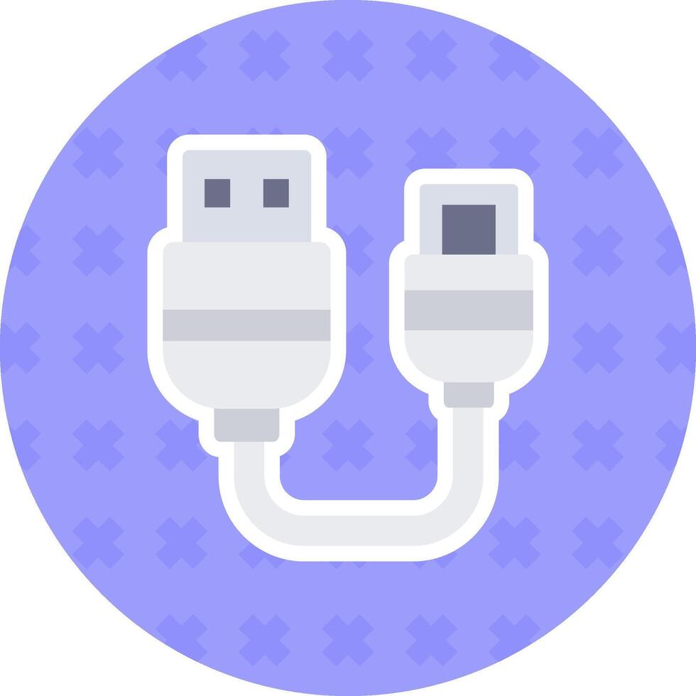 USB plano pegatina icono vector