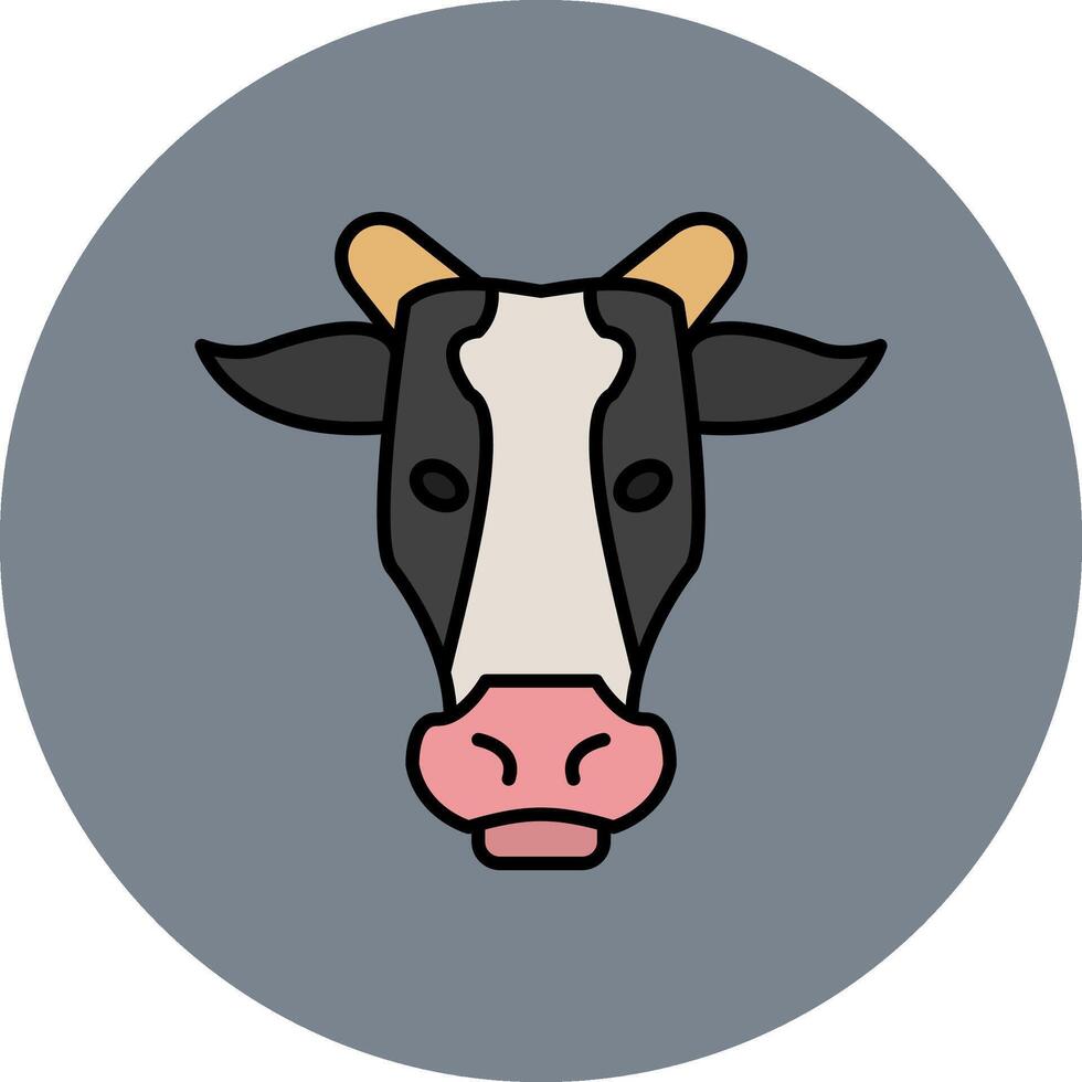 Cow Line Filled multicolour Circle Icon vector