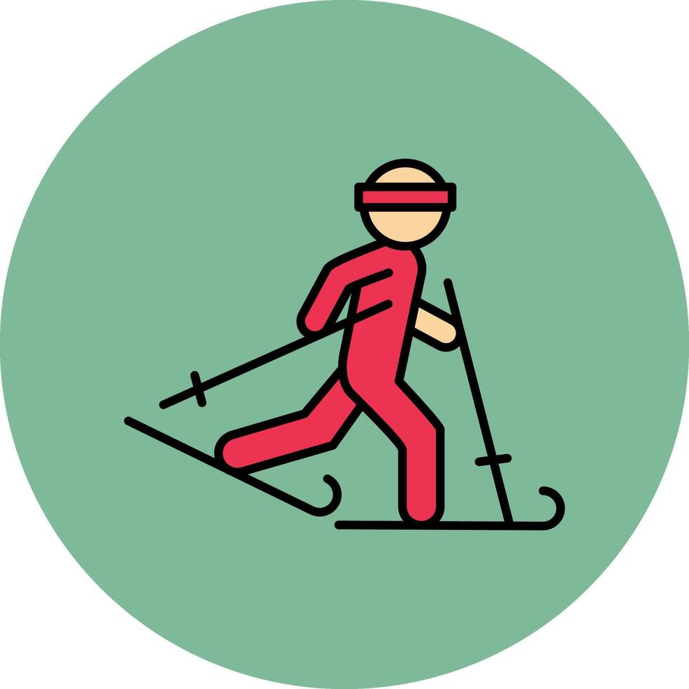 Ski Line Filled multicolour Circle Icon vector