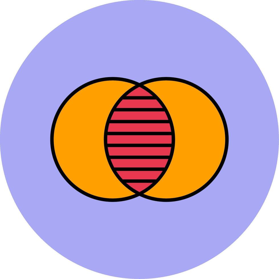 Overlap Line Filled multicolour Circle Icon vector