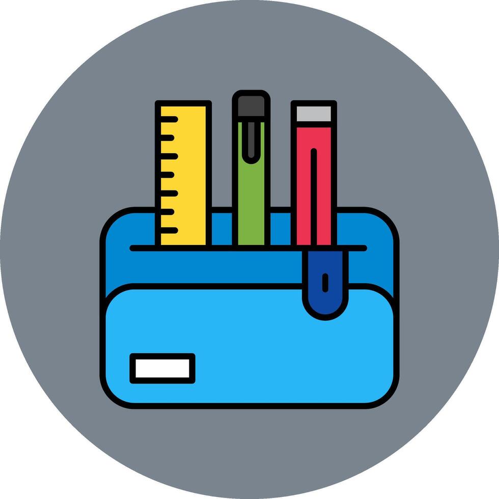 Pencil Case Line Filled multicolour Circle Icon vector