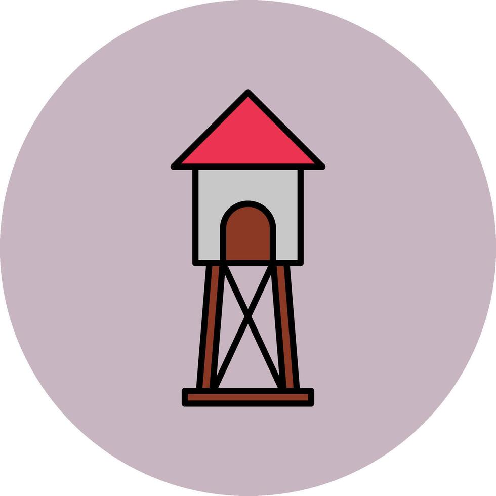 Watchtower Line Filled multicolour Circle Icon vector