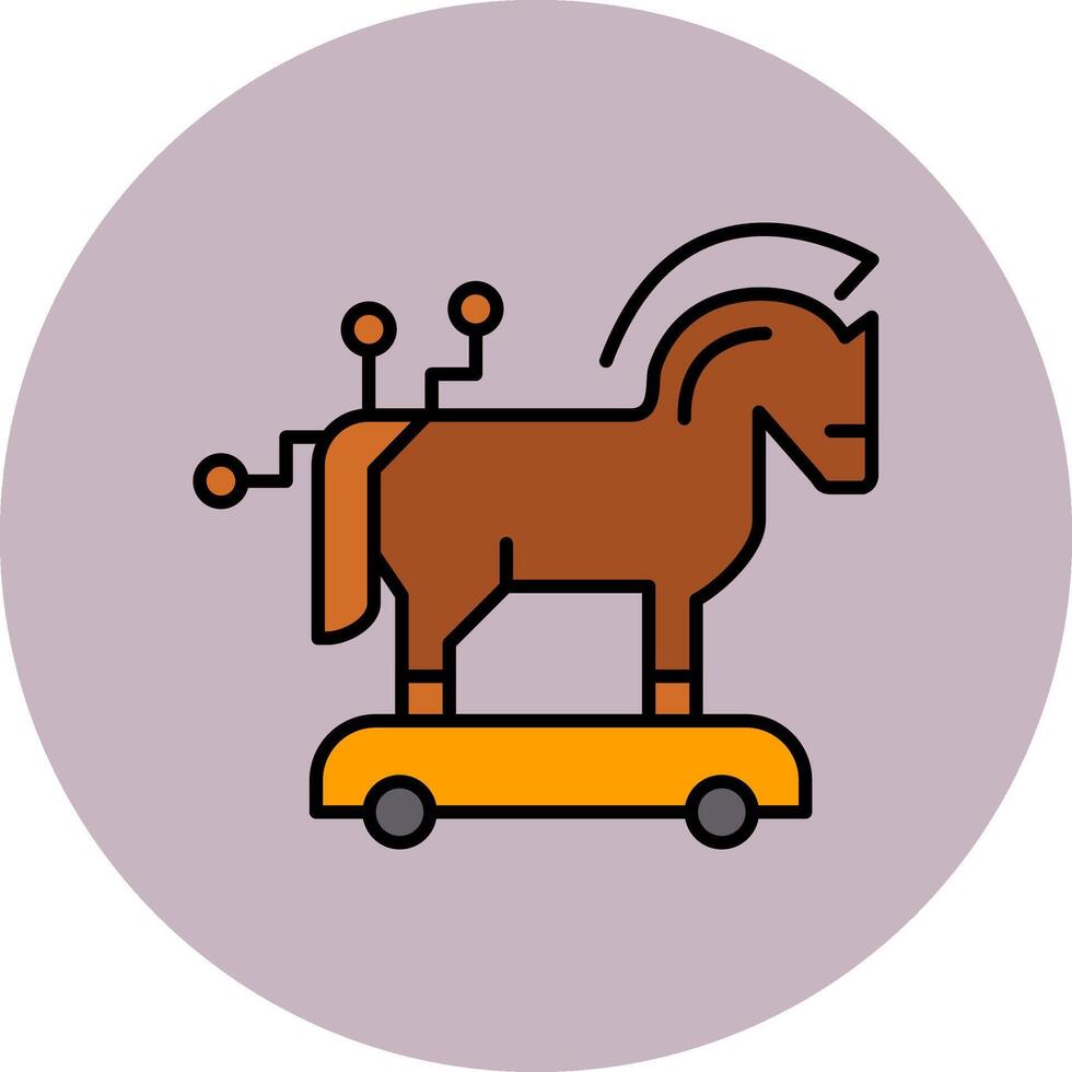 troyano caballo línea lleno multicolor circulo icono vector