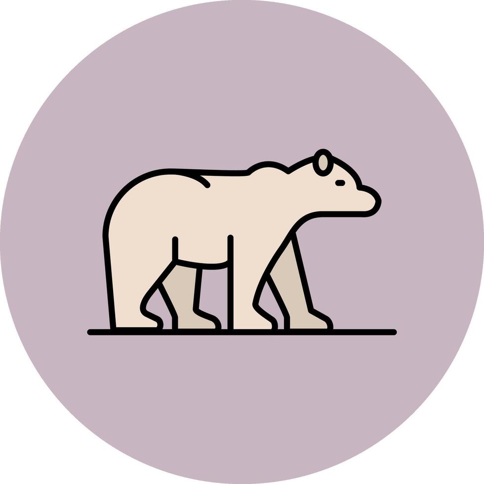 polar oso línea lleno multicolor circulo icono vector