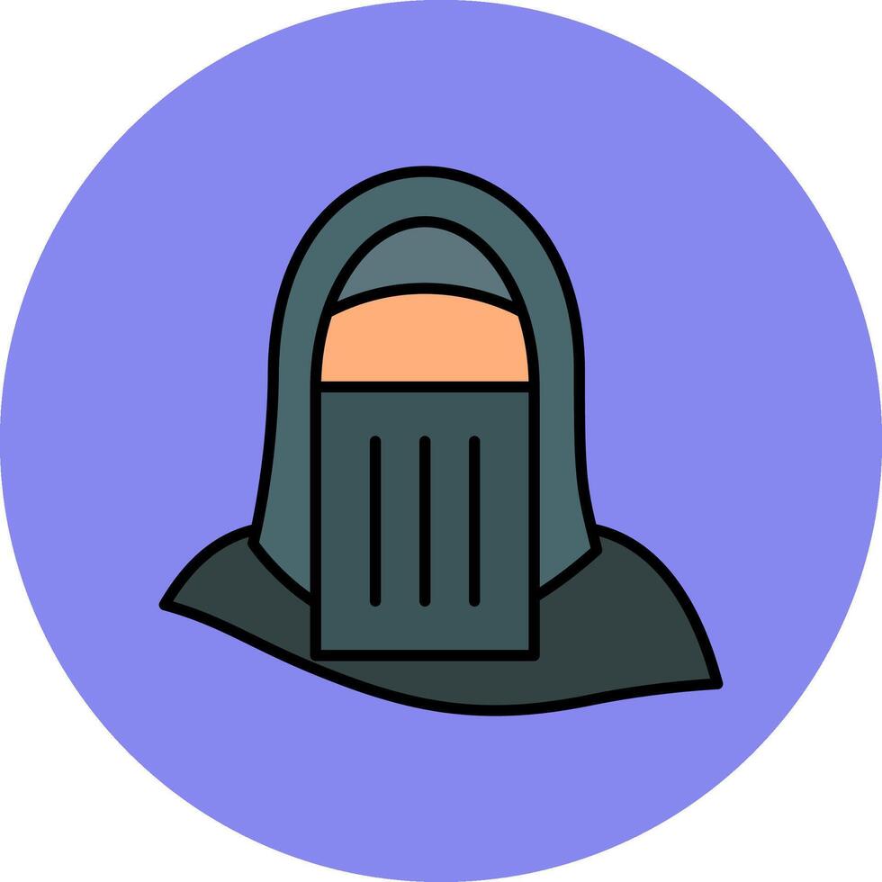 Niqab Line Filled multicolour Circle Icon vector