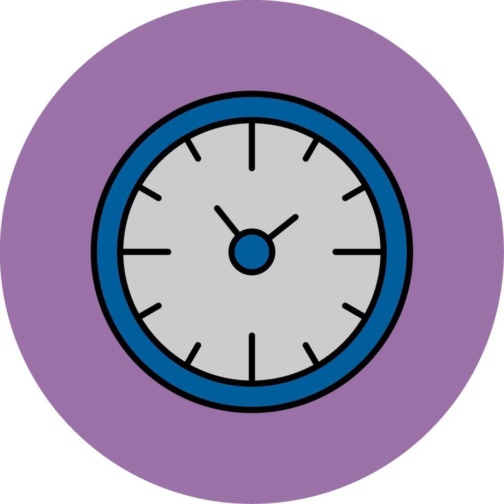 Clock Time Line Filled multicolour Circle Icon vector