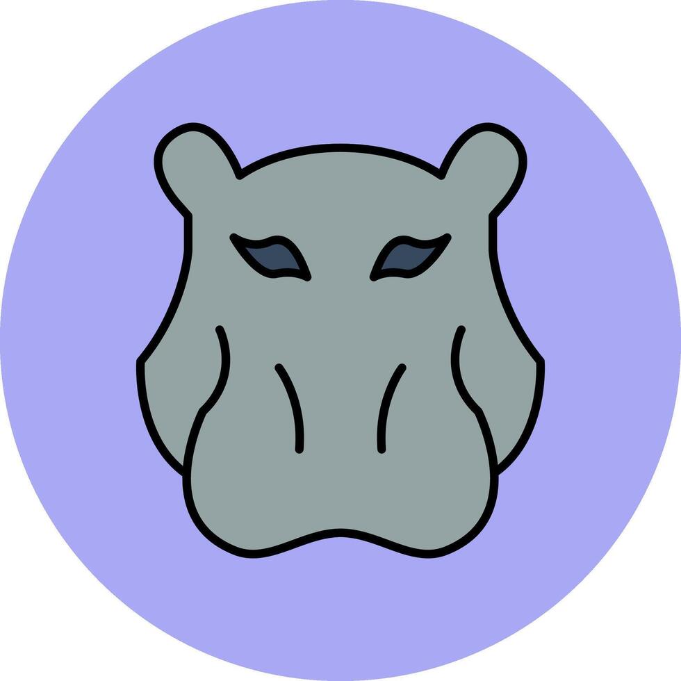 hipopótamo línea lleno multicolor circulo icono vector