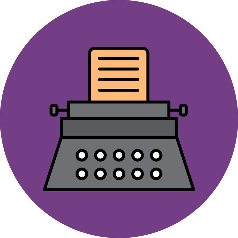 Typewriter Line Filled multicolour Circle Icon vector