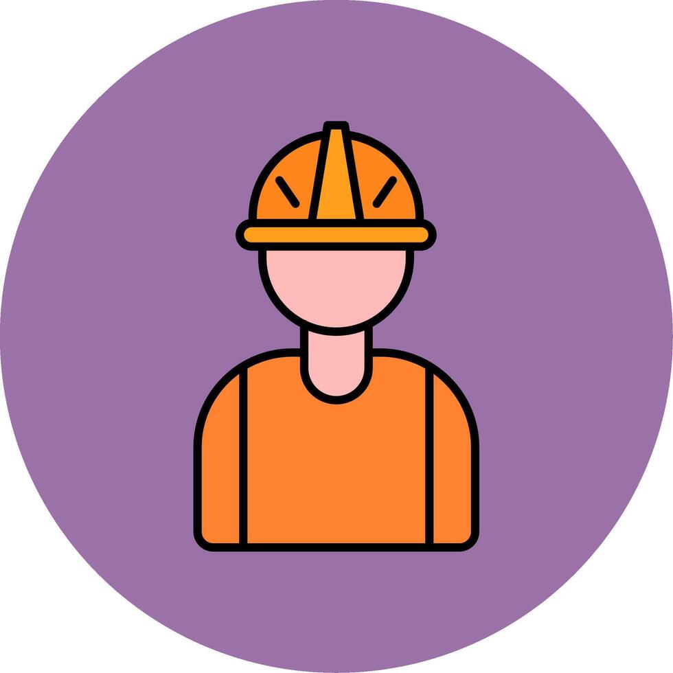 Worker Line Filled multicolour Circle Icon vector
