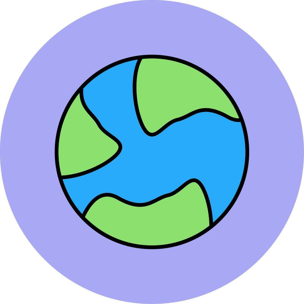 Earth Line Filled multicolour Circle Icon vector