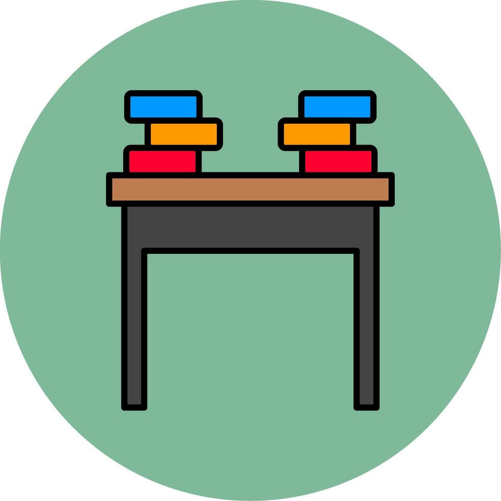 School Desk Line Filled multicolour Circle Icon vector