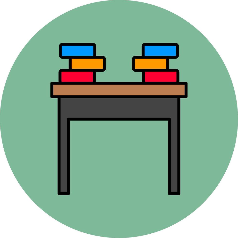 School Desk Line Filled multicolour Circle Icon vector