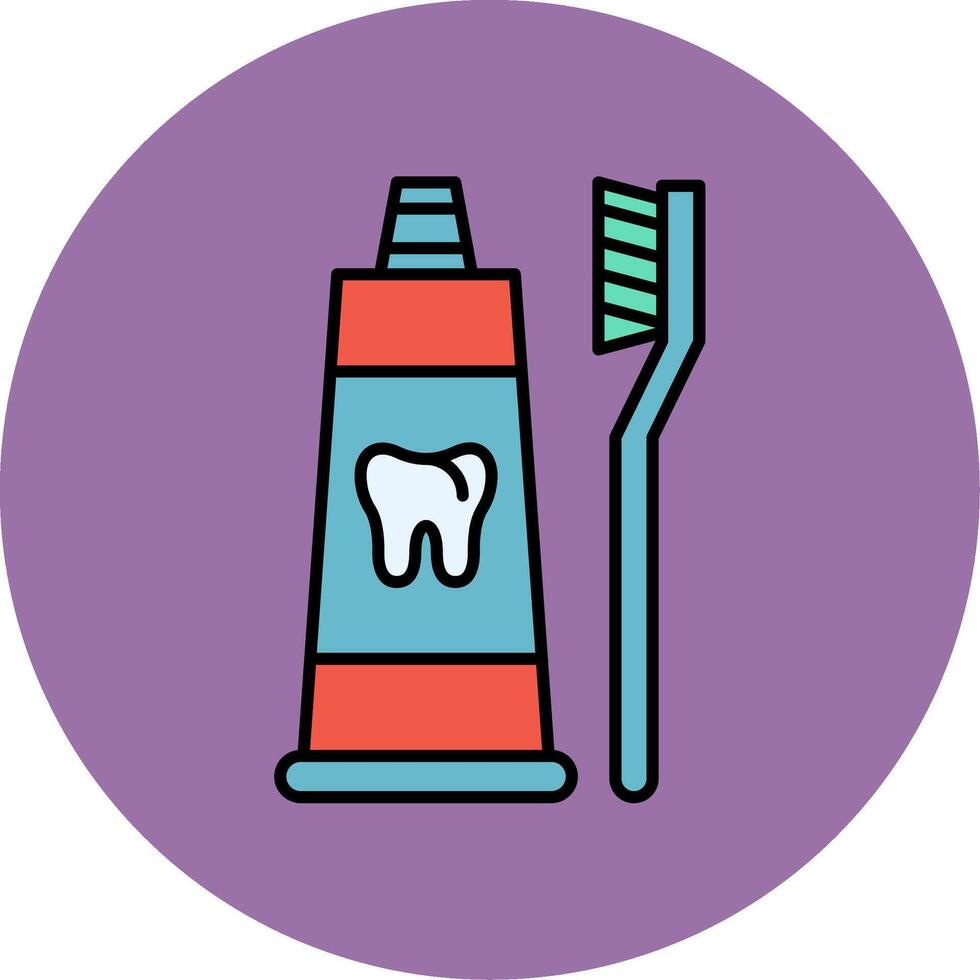 Toothpaste Line Filled multicolour Circle Icon vector