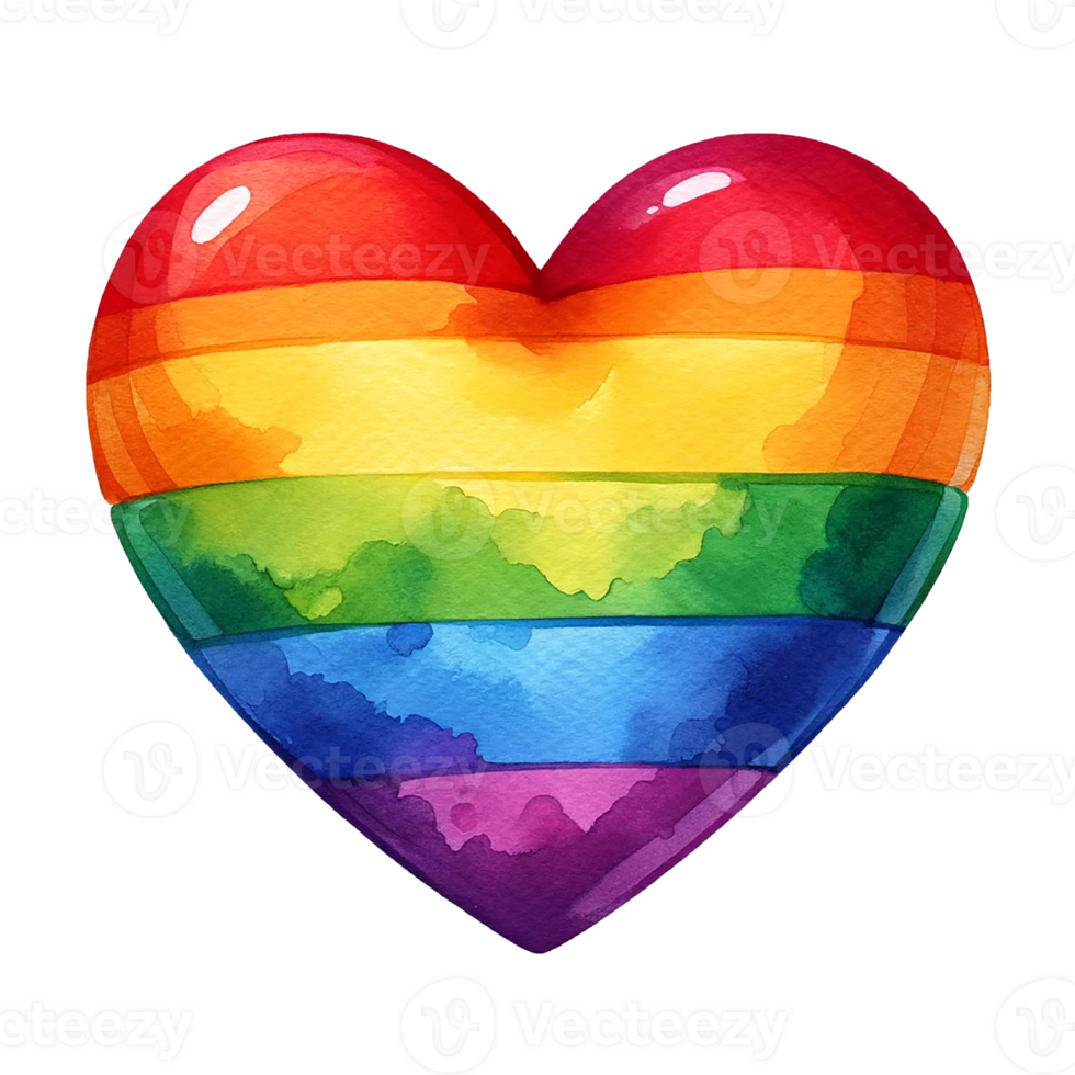AI generated Pride  heart-shaped watercolor clipart. Ai Generate png