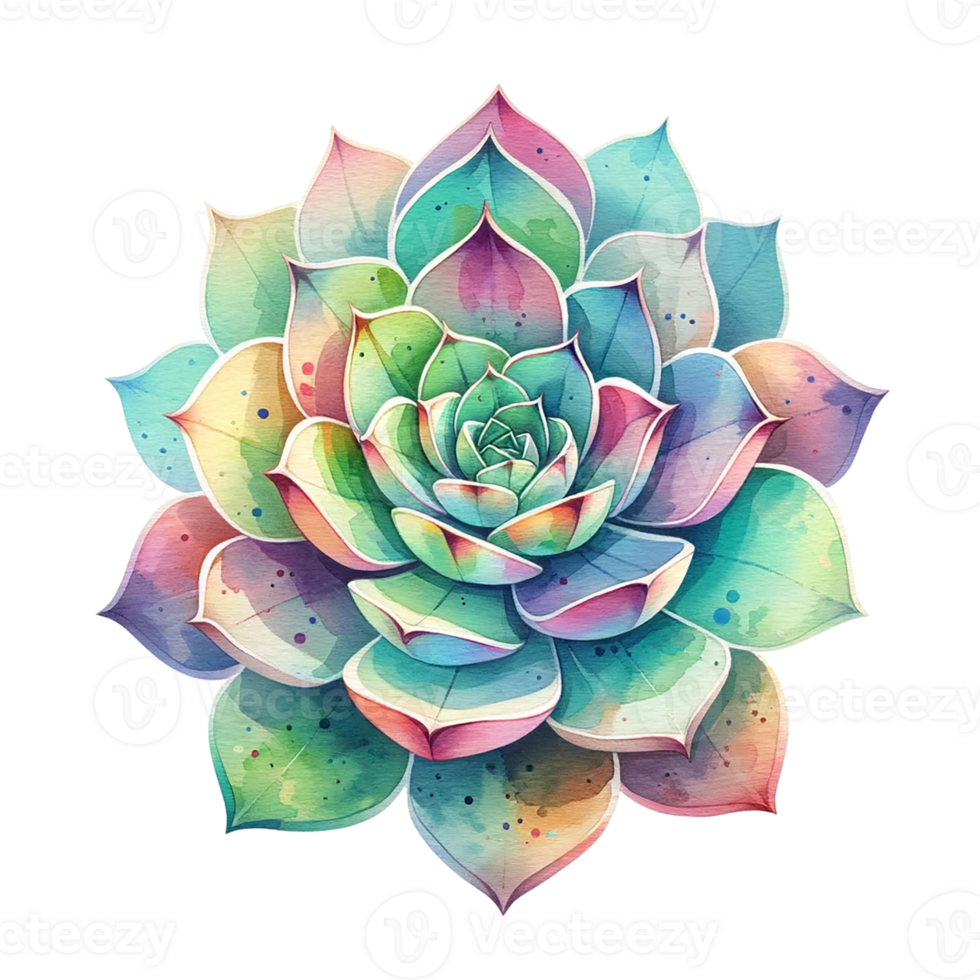 AI generated Beautiful Succulent watercolor clipart. png