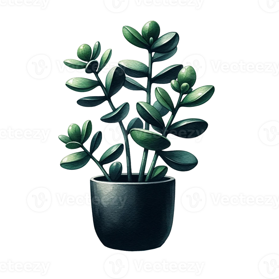 ai gegenereerd sappig planten in een minimalistische zwart pot waterverf clip art png