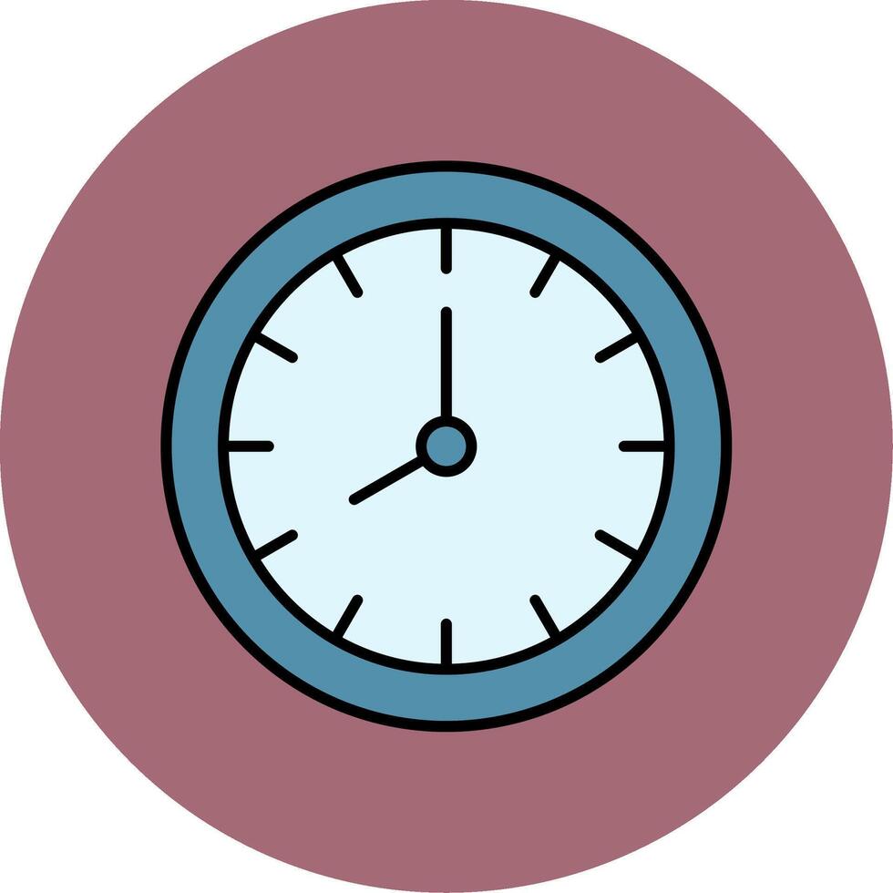 Wall Clock Line Filled multicolour Circle Icon vector