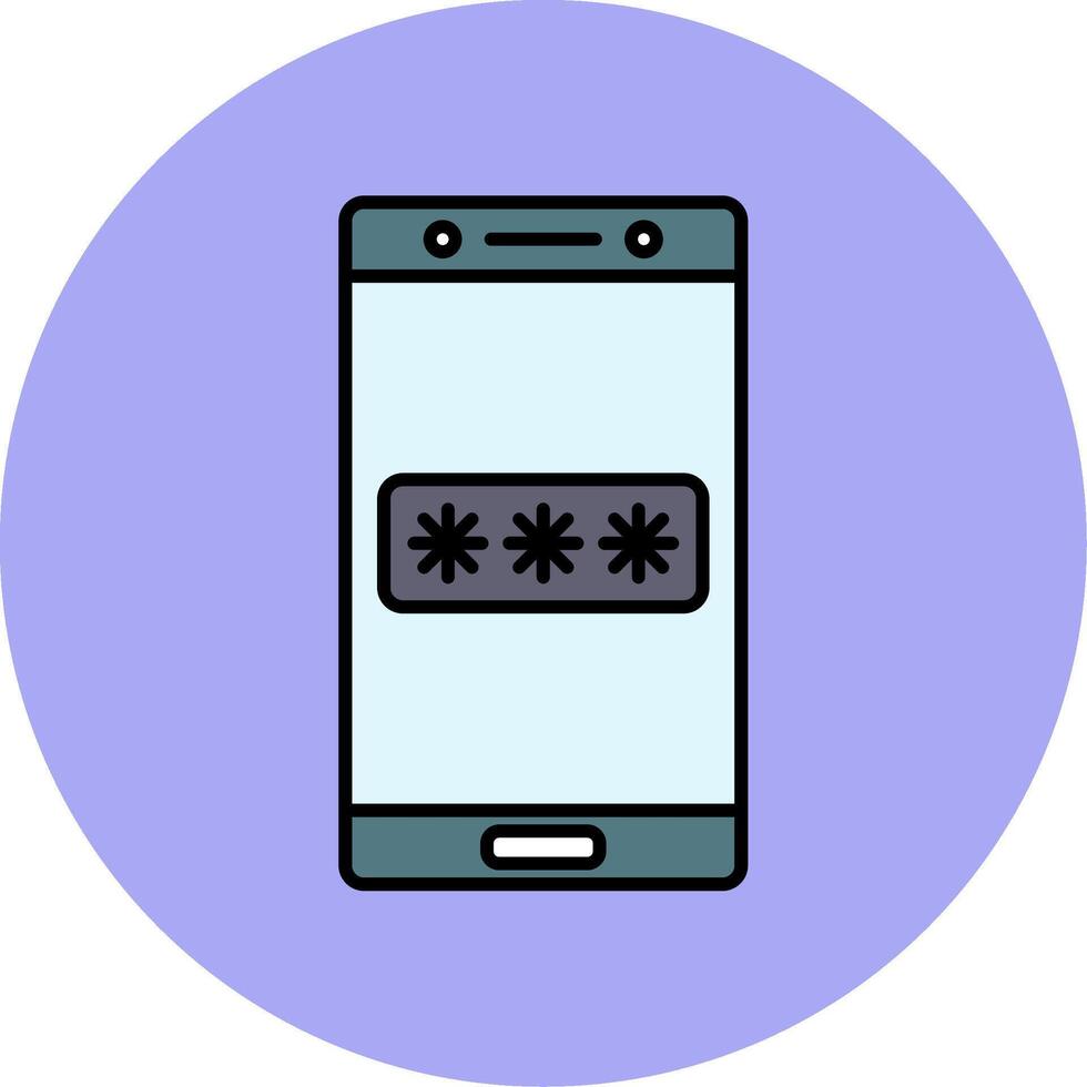 Password Line Filled multicolour Circle Icon vector