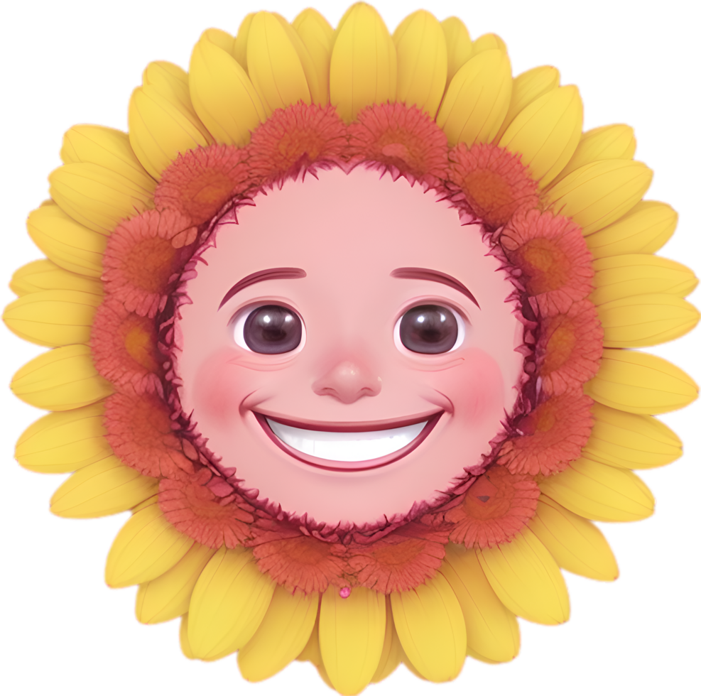 AI generated Cartoon flower with a smiling face. png